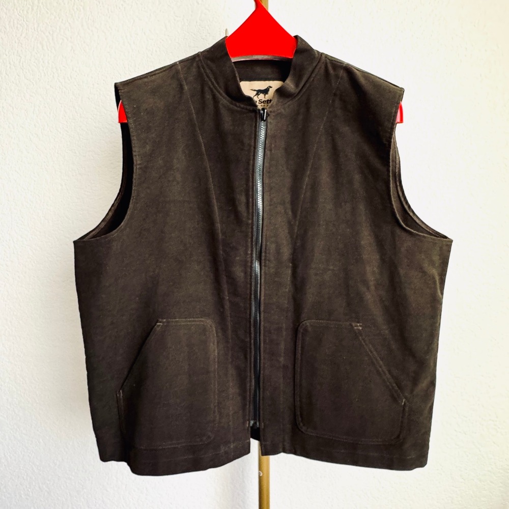 Retro Irish Setter Boxy Moleskin Zip Up Vest Brown XL Workwear Heritage Gorpcore